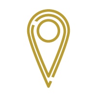 A golden icon outline of a map pin
