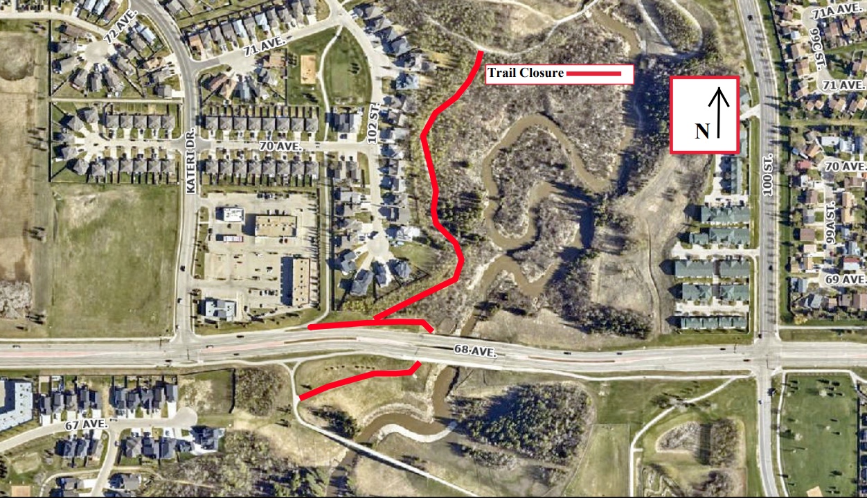 68 Avenue Trail Closure - October 12, 2022 - Map