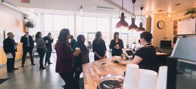 Photo of a barista making coffee beverages at Jeffreys Cafe in the Montrose Cultural Centre